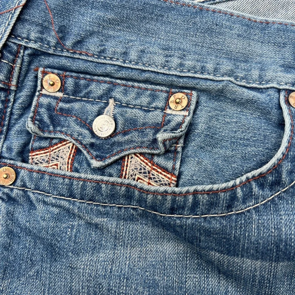 True Religion‎ Section Straight Jeans Size 44 Blue Mens Y2K Embroidered Baggy